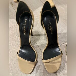 Saint Laurent Jane Beige Open-Toe Heels Size 38